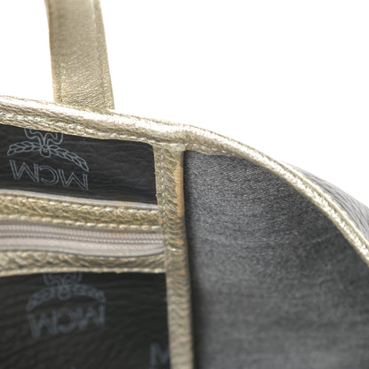 MCM Visetos Striped Munich Lion Tote Black 14 of 18