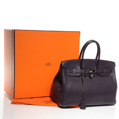 Hermes Taurillon Clemence Birkin 35 Raisin 5 of 10