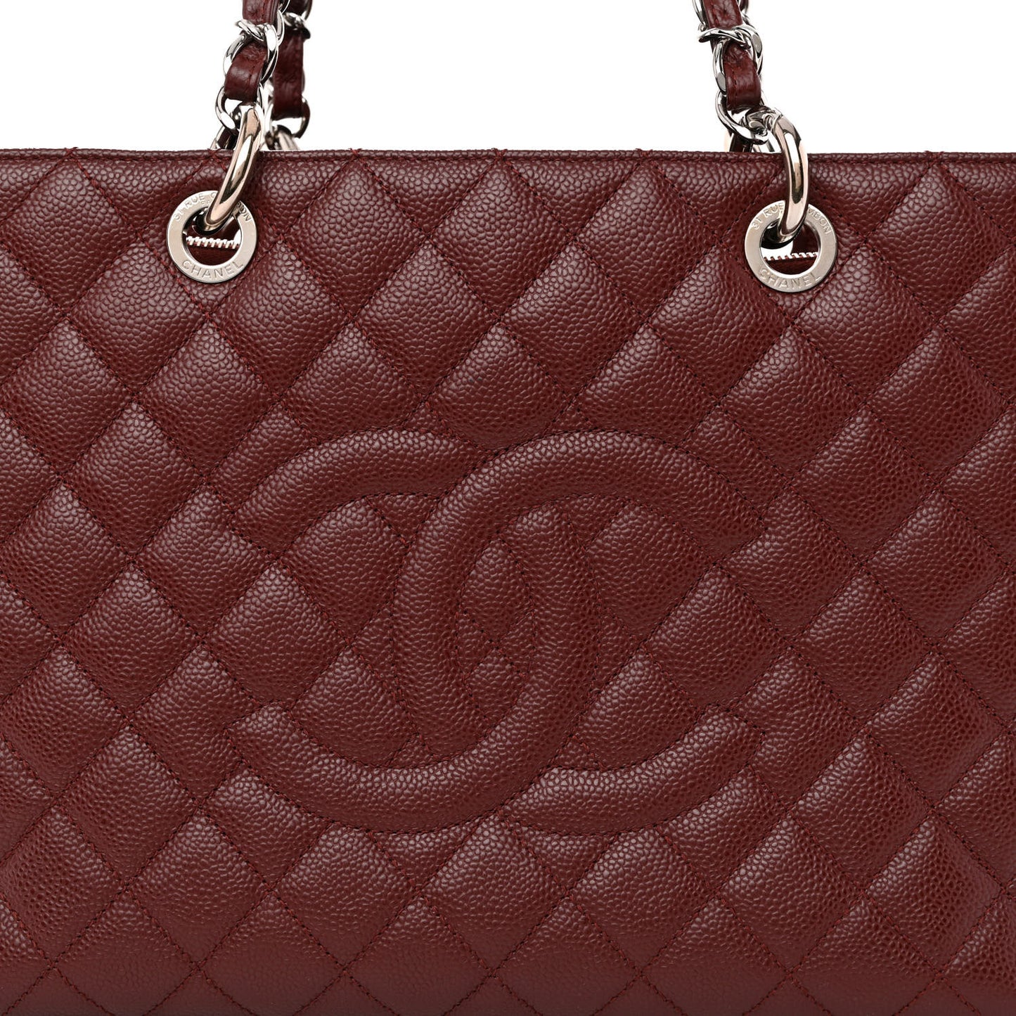 Caviar Quilted Grand Shopping Tote GST Burgundy