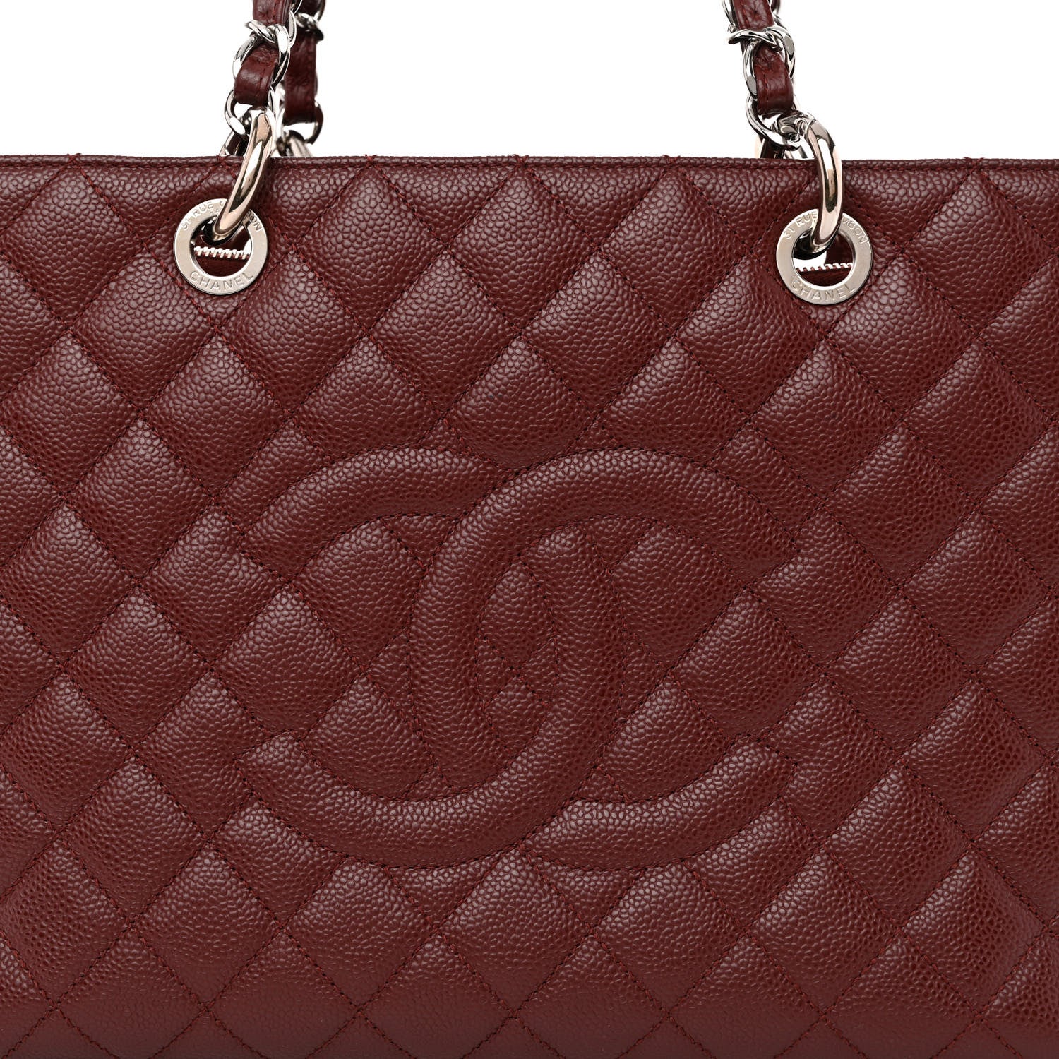 Chanel Caviar Quilted Grand Shopping Tote GST Burgundy 9 of 11