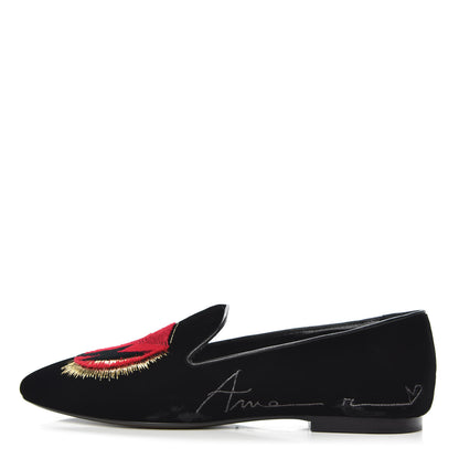 Saint Laurent Velvet Heart Smoking Slipper Flat Loafers 40 Black 1 of 9
