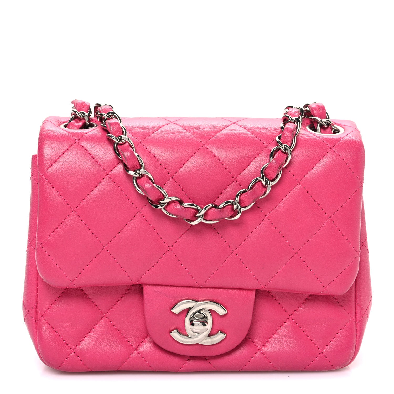Chanel Lambskin Quilted Mini Square Flap Dark Pink 1 of 12