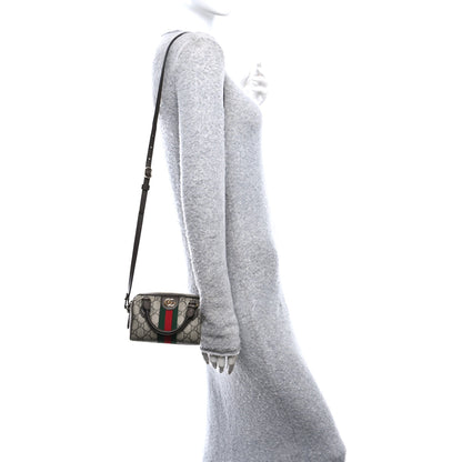 Gucci GG Supreme Monogram Textured Dollar Calfskin Web Super Mini Ophidia Top Handle Bowler Bag Beige Ebony New Acero 2 of 9