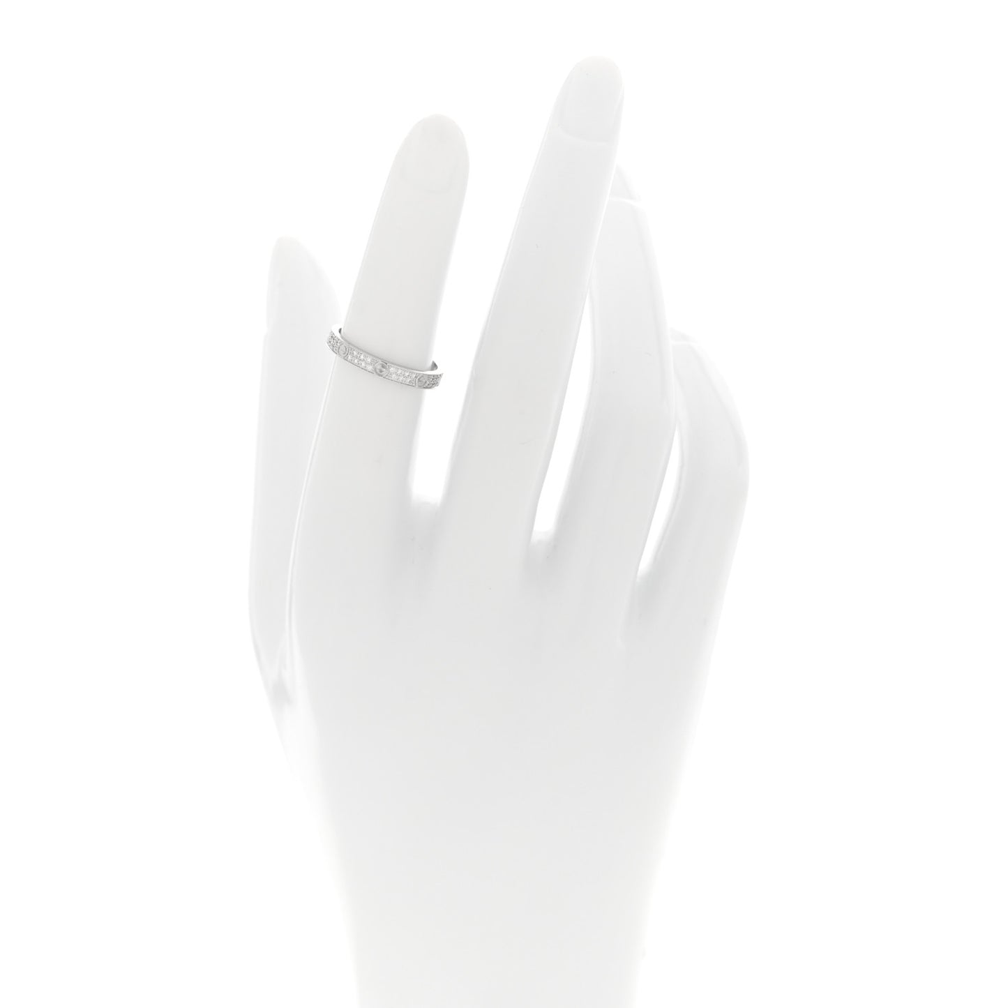 18K White Gold Diamond 2.6mm LOVE Paved Band Ring 49 4.75