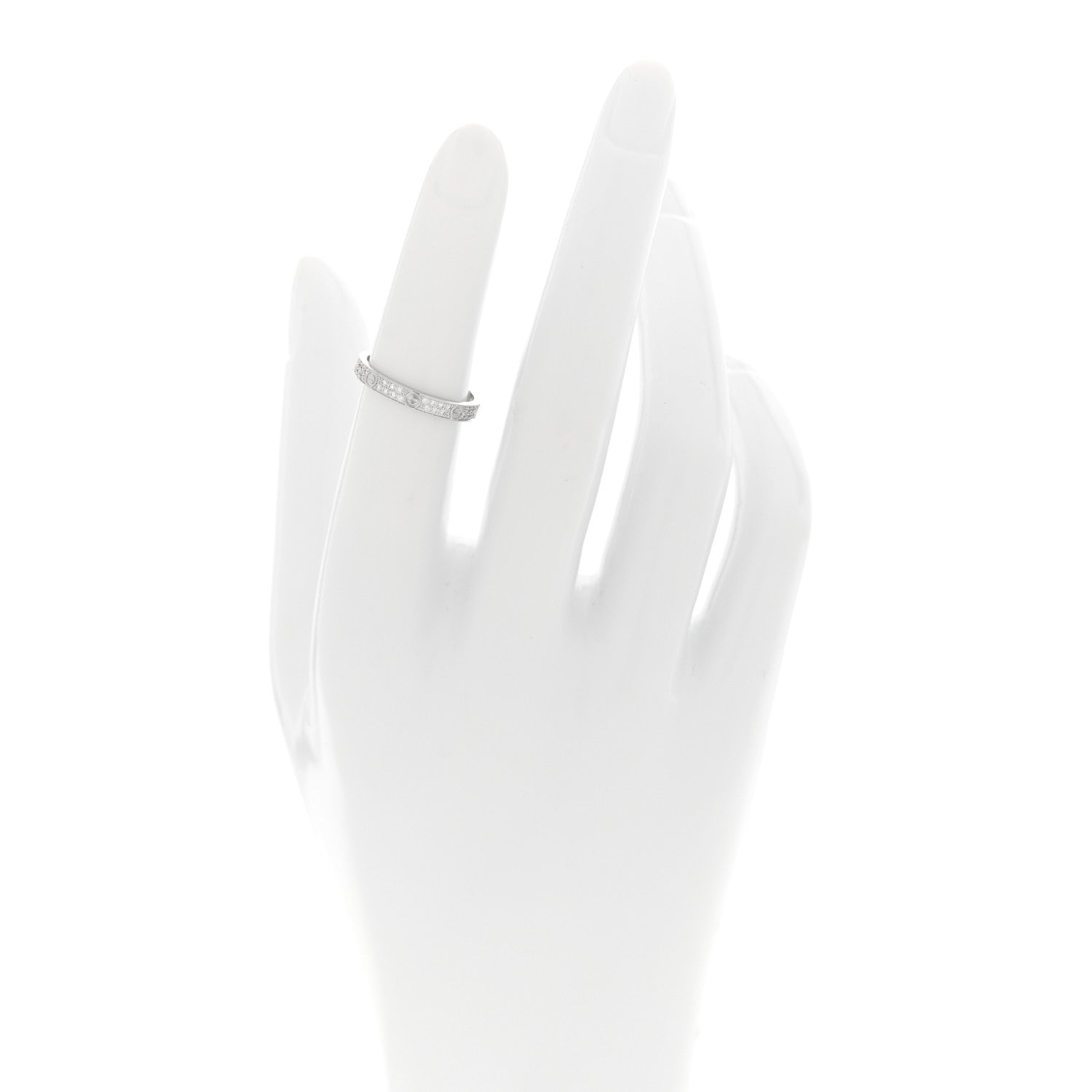 Cartier 18K White Gold Diamond 2.6mm LOVE Paved Band Ring 49 4.75 2 of 4