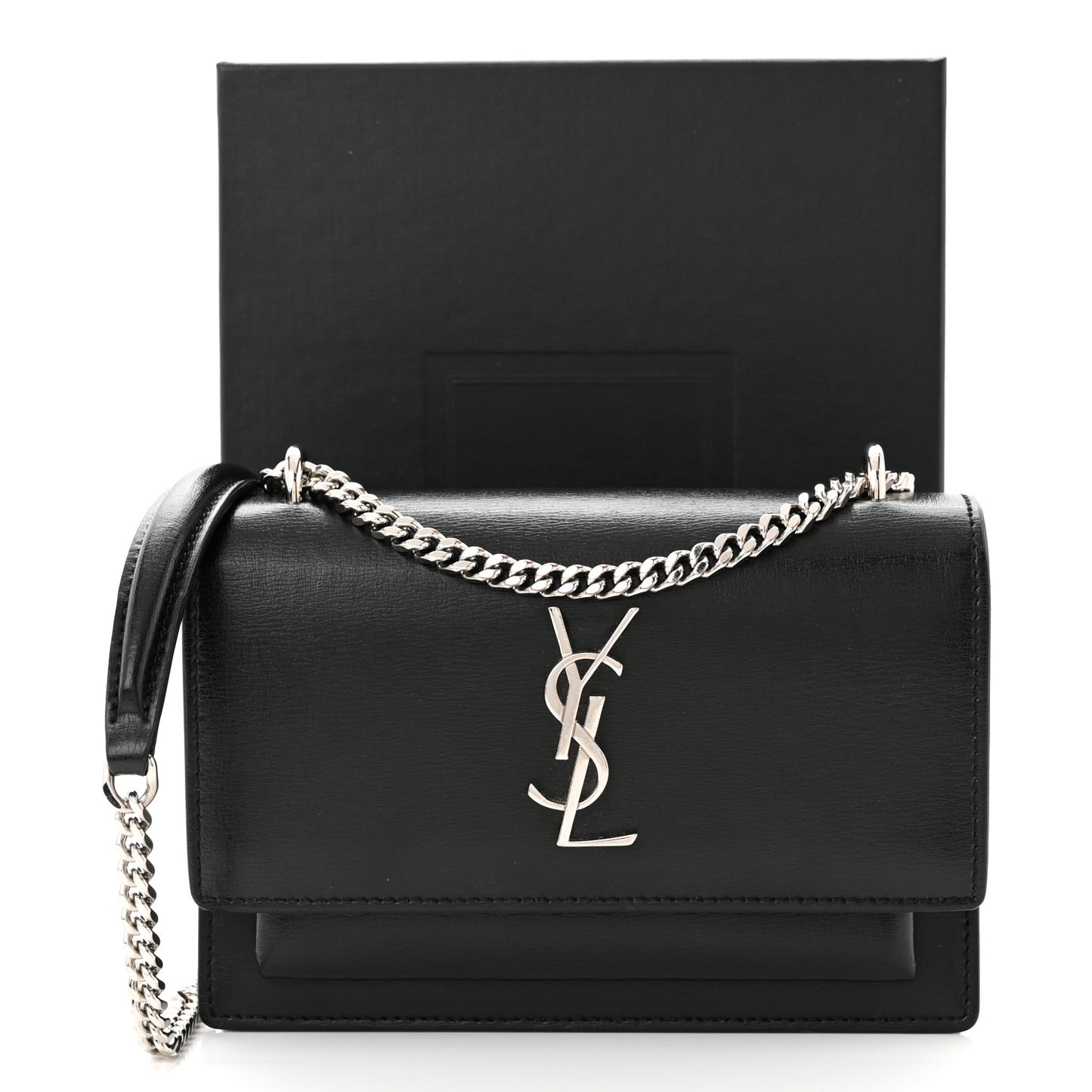 Calfskin Monogram Sunset Chain Wallet Black