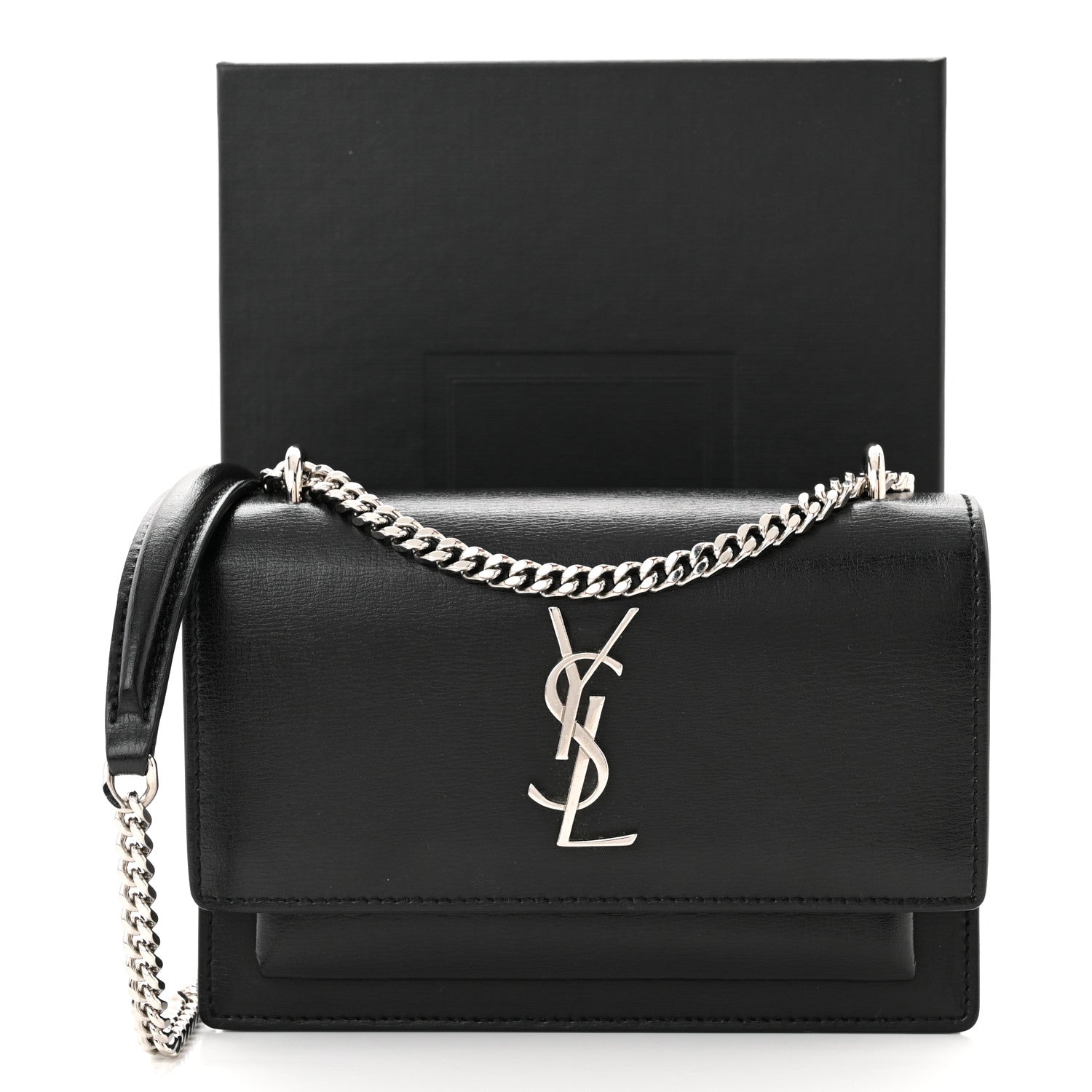 Saint Laurent Calfskin Monogram Sunset Chain Wallet Black 12 of 12