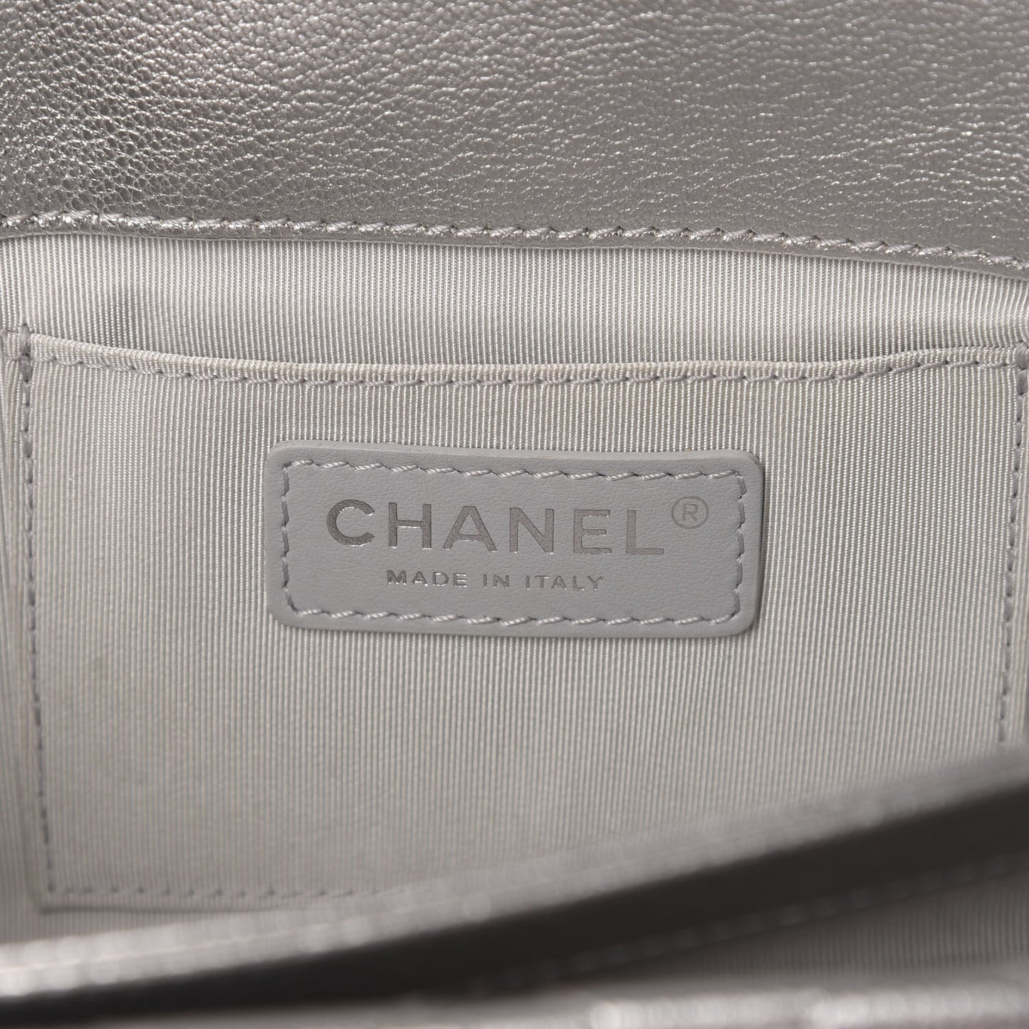 Metallic Calfskin Quilted Fold Up Again Clutch Silver