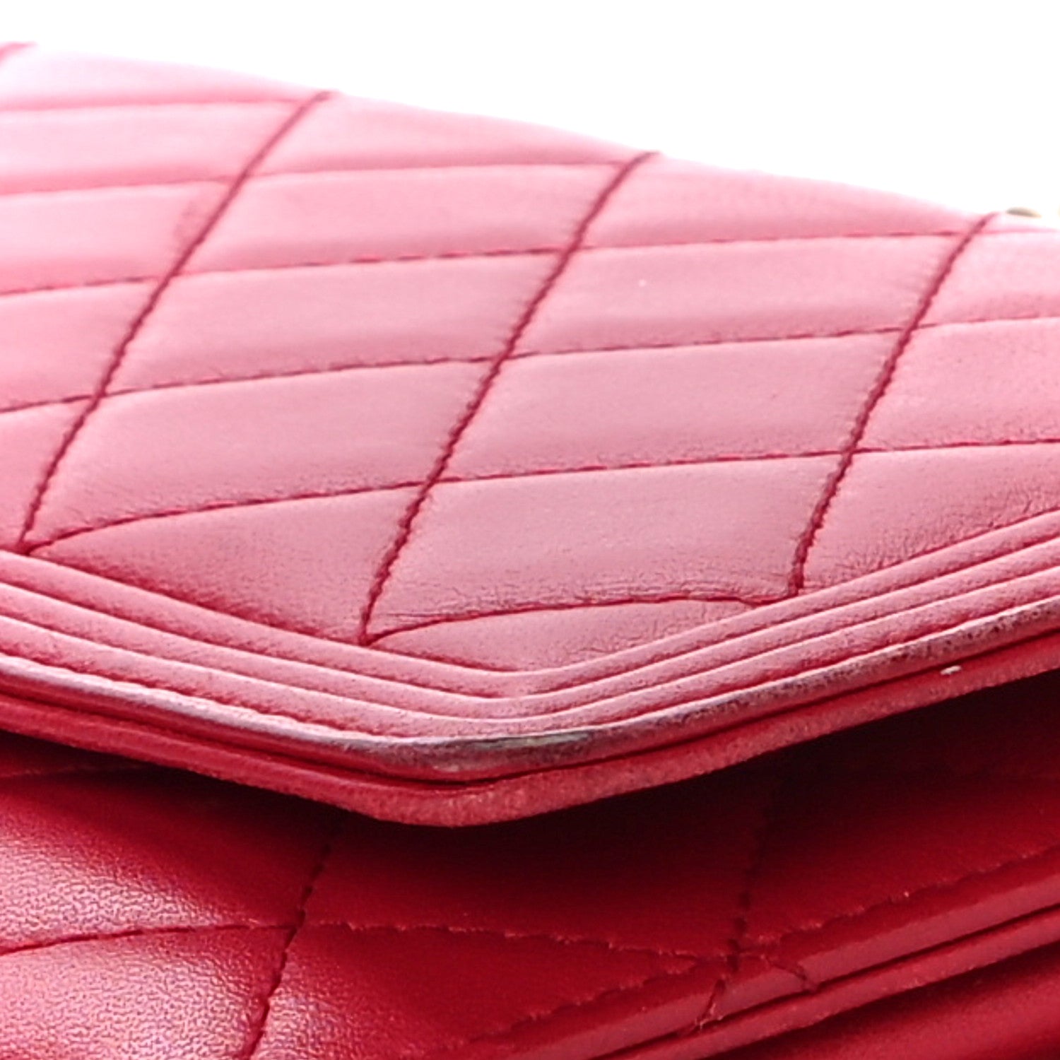 Chanel Lambskin Quilted Boy Wallet On Chain WOC Red 12 of 27