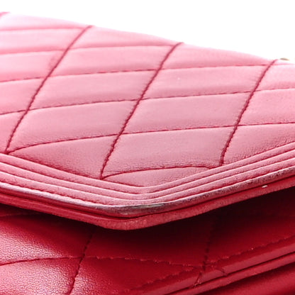 Chanel Lambskin Quilted Boy Wallet On Chain WOC Red 12 of 27
