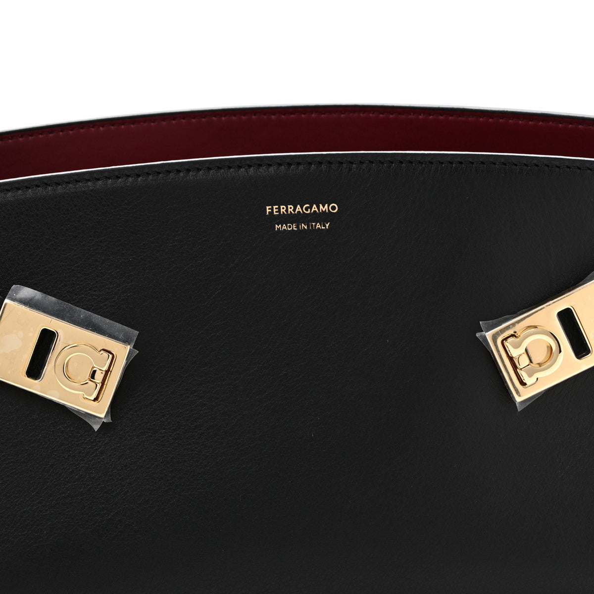 Salvatore Ferragamo Calfskin Hug East West Shoulder Bag Black Burgundy 7 of 10