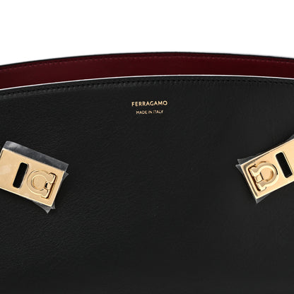 Salvatore Ferragamo Calfskin Hug East West Shoulder Bag Black Burgundy 7 of 10