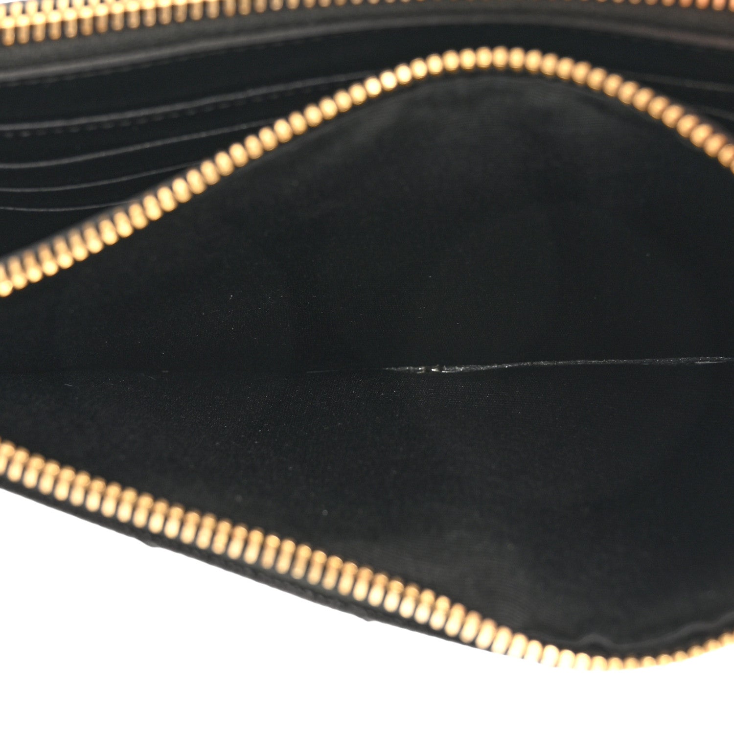 Saint Laurent Grain De Poudre Matelasse Chevron Monogram Double Zip Wallet Black 6 of 13