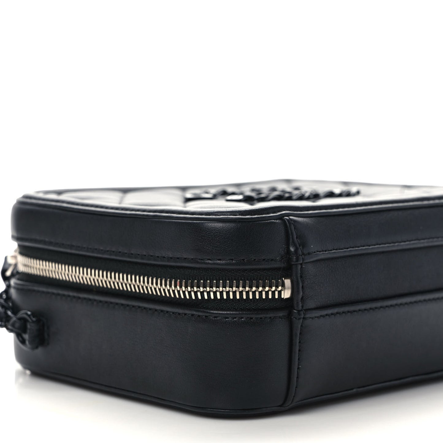 Lambskin Quilted Small CC Filigree Vanity Case Black