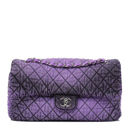 Chanel Denim Quilted Denimpression Flap Purple Black 1 of 3