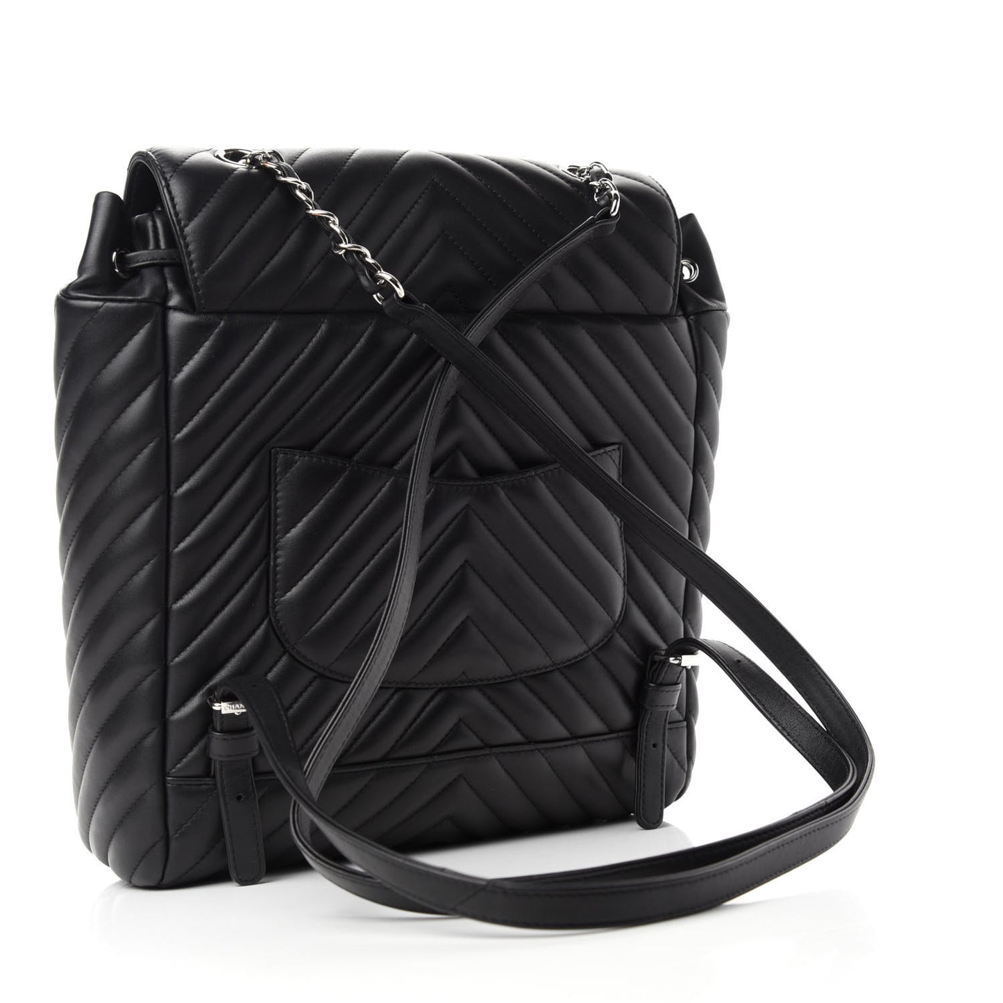 Calfskin Chevron Quilted Large Urban Spirit Backpack Black