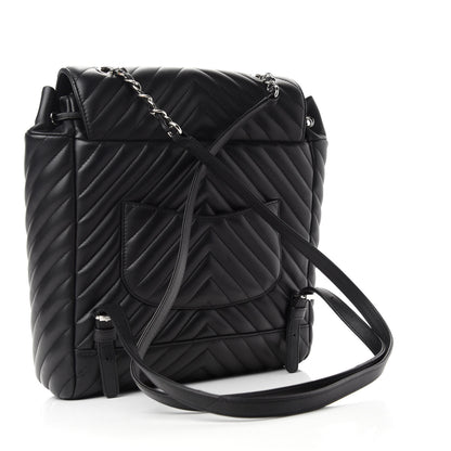 Chanel Calfskin Chevron Quilted Large Urban Spirit Backpack Black 3 of 11