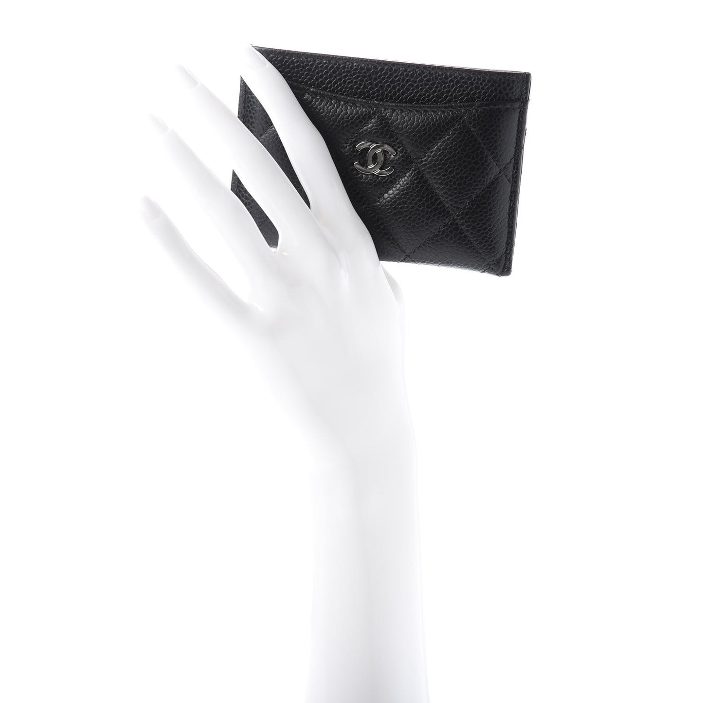 Caviar Quilted Card Holder Black