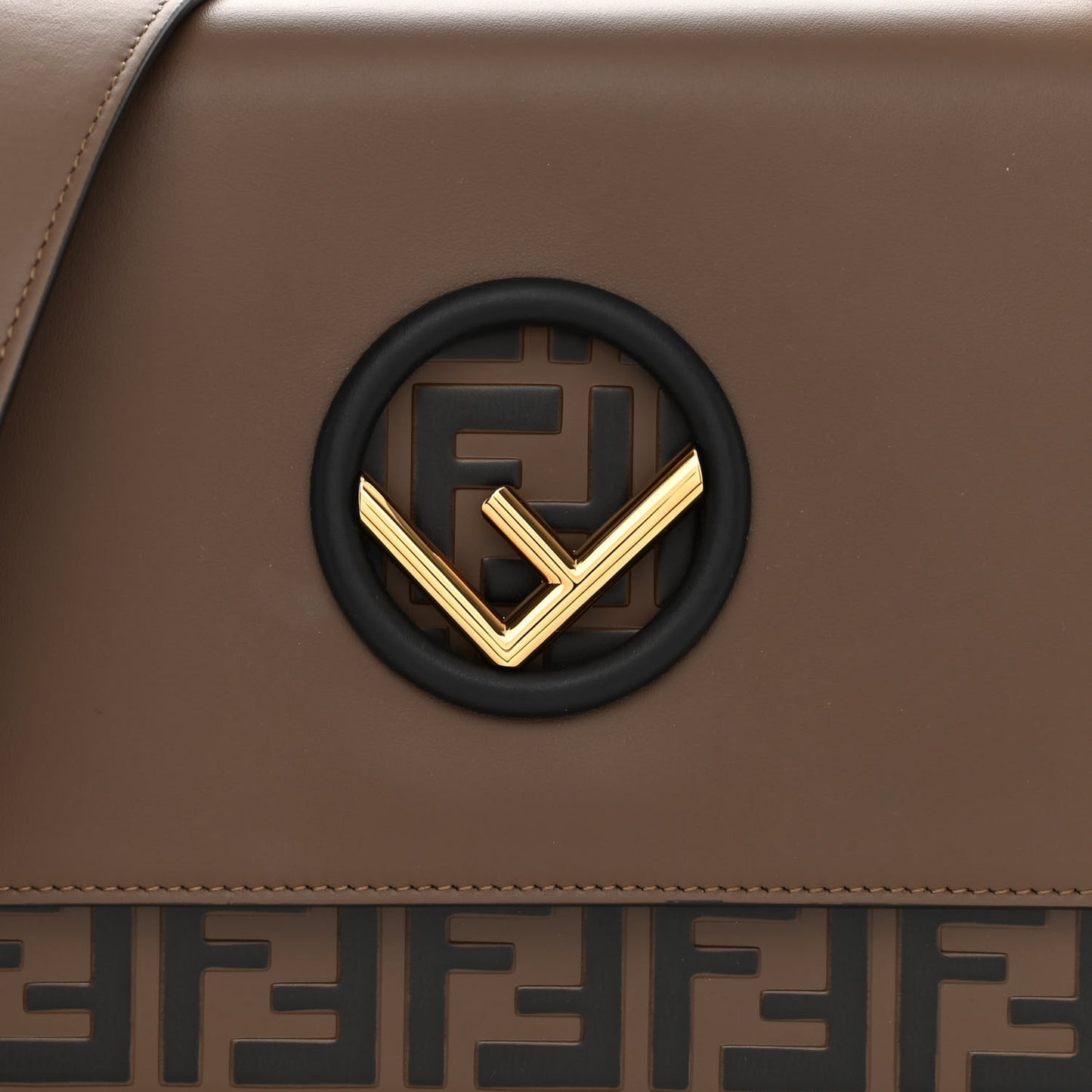 Vitello Century F is Fendi Bi-Color FF 1974 Embossed Kan I Shoulder Bag Maya Black