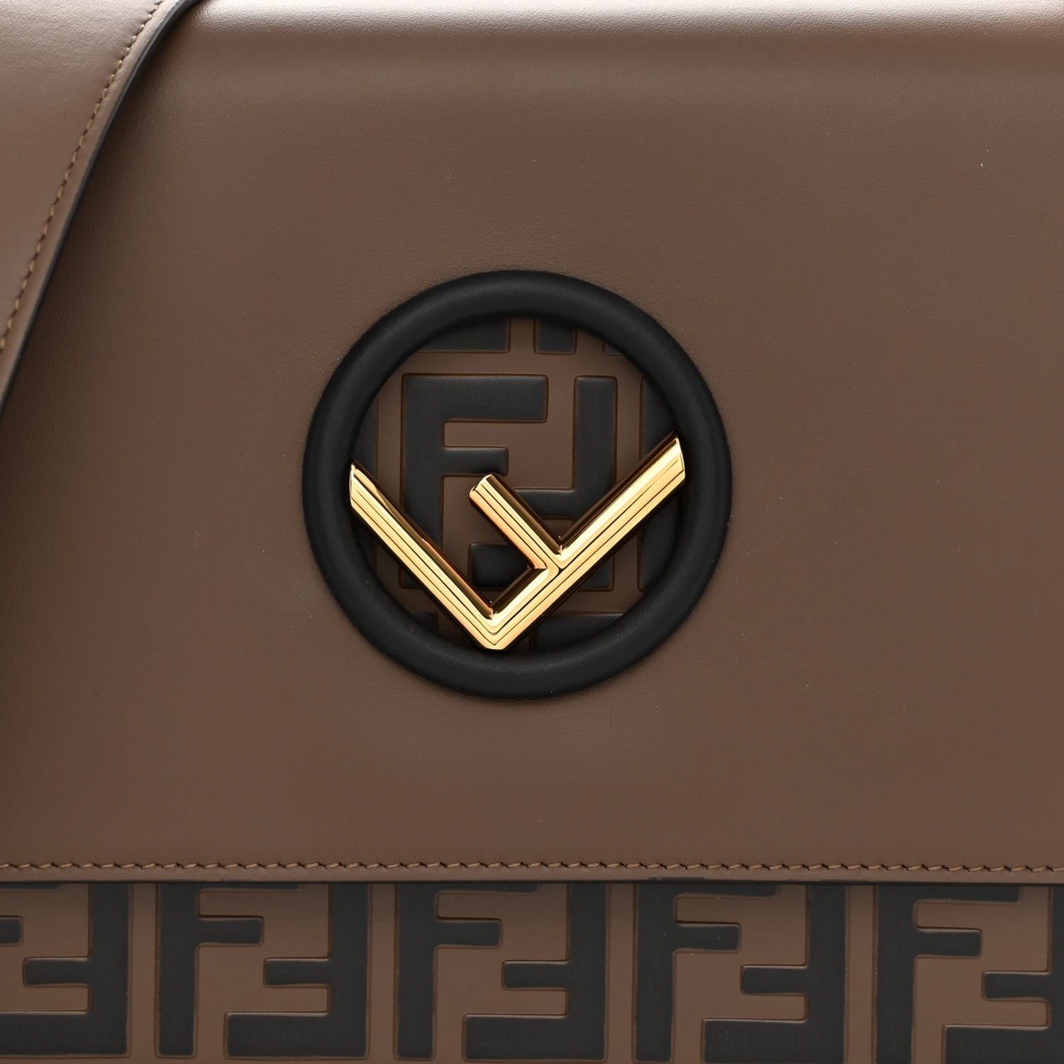 Fendi Vitello Century F is Fendi Bi-Color FF 1974 Embossed Kan I Shoulder Bag Maya Black 8 of 11