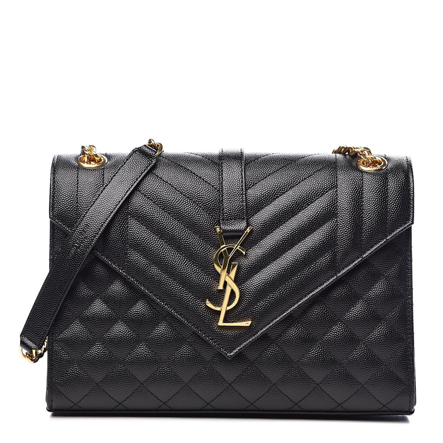 Grain De Poudre Textured Mixed Matelasse Triquilt Medium Monogram Satchel Black