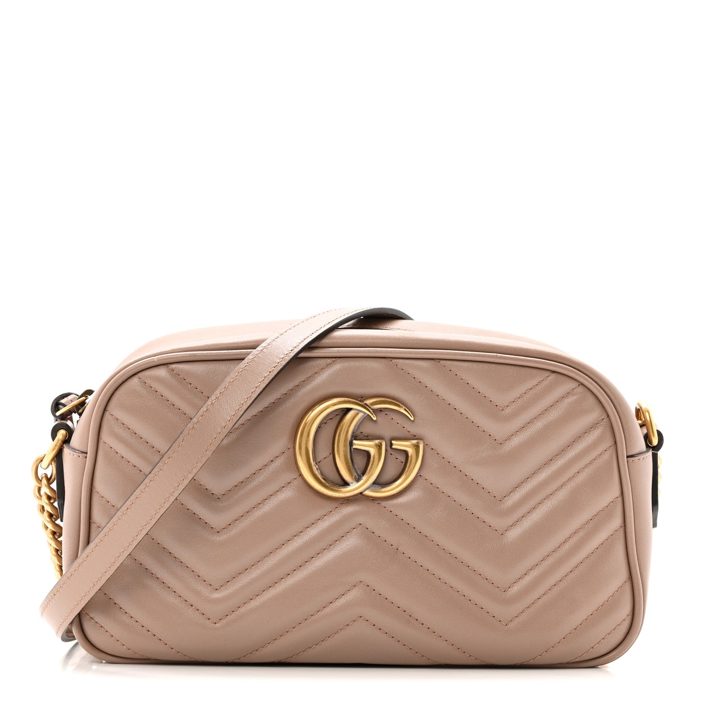 Calfskin Matelasse Small GG Marmont Chain Shoulder Bag Porcelain Rose