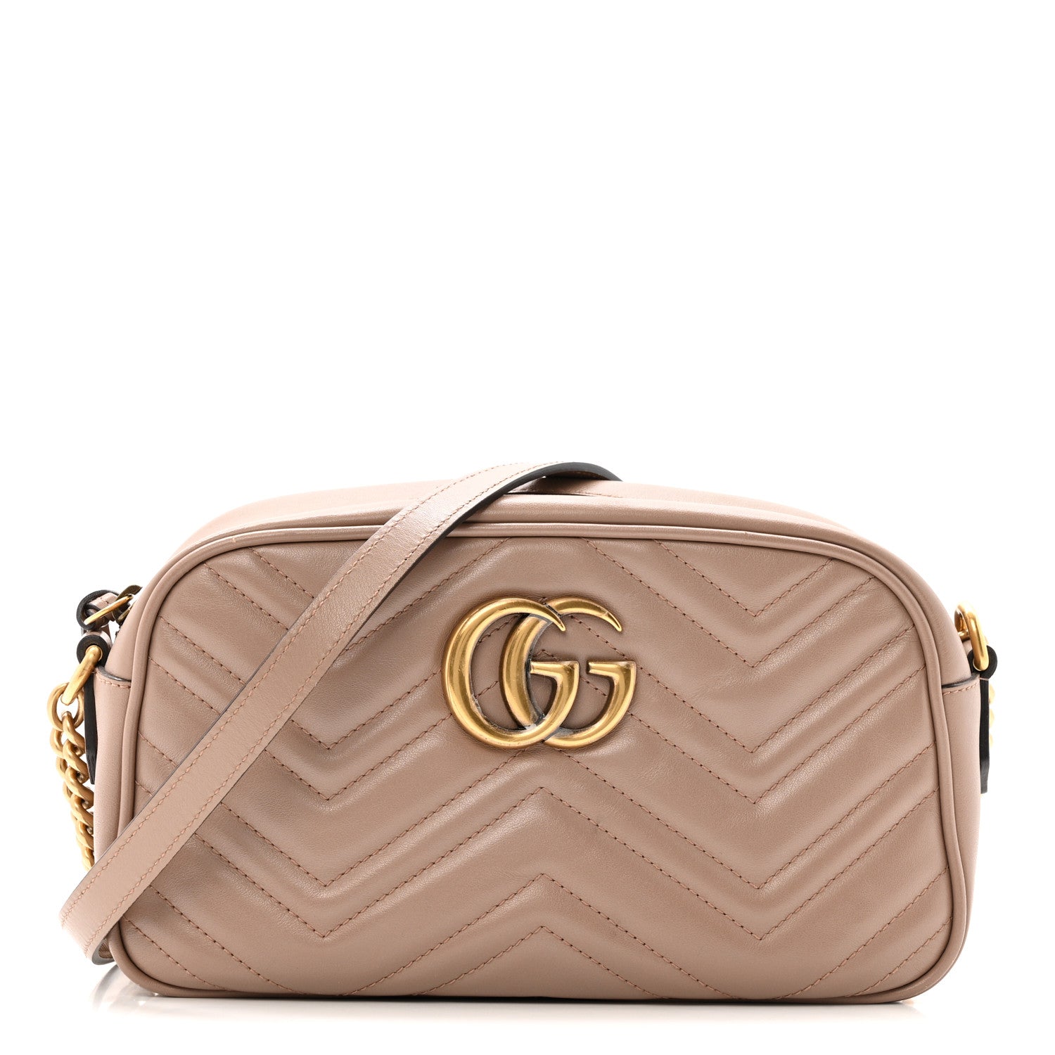 Gucci Calfskin Matelasse Small GG Marmont Chain Shoulder Bag Porcelain Rose 1 of 13