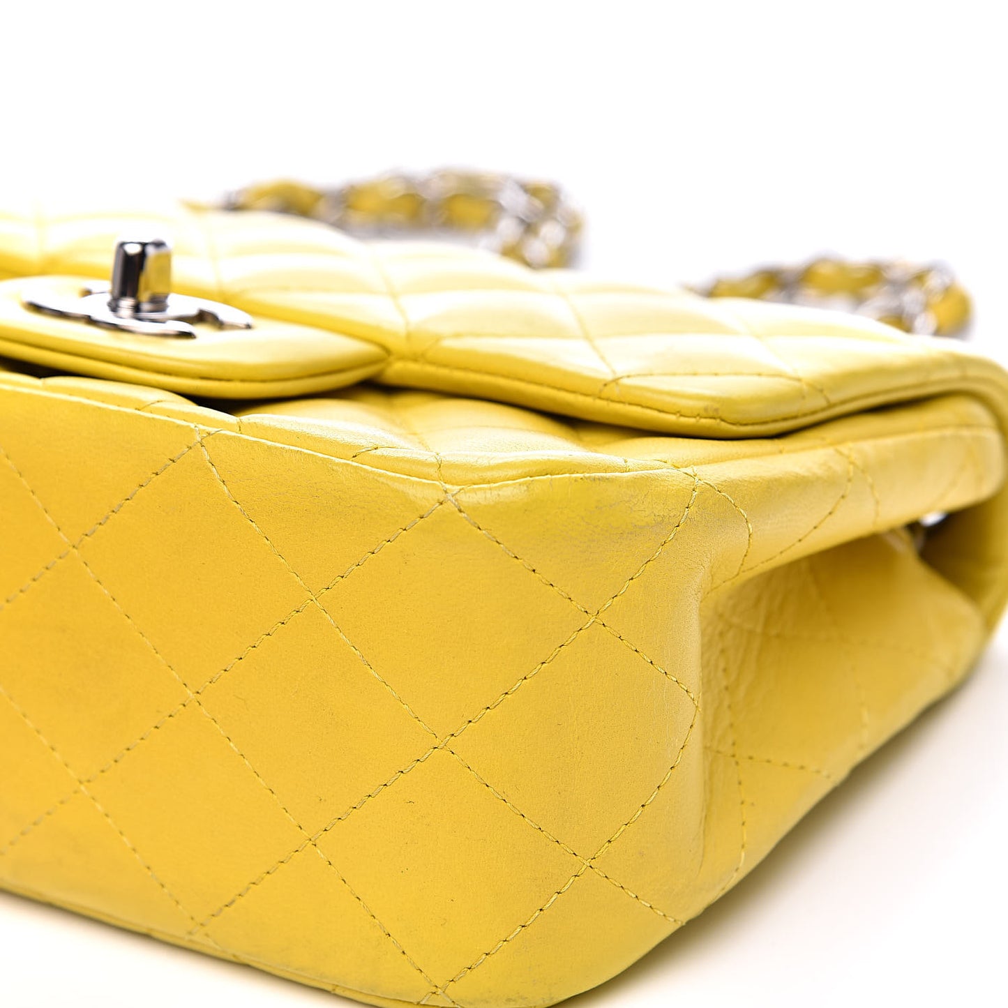 Lambskin Quilted Mini Square Flap Yellow