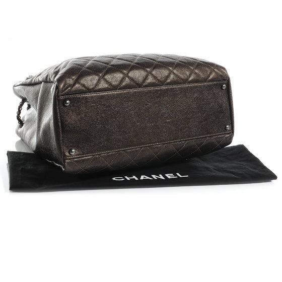 Chanel Iridescent Caviar Quilted Tall Chic Shopping Tote Dark Gold 4 of 7