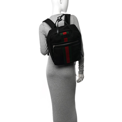 Gucci Techno Canvas Appia Calfskin Web Tote Backpack Black 2 of 12