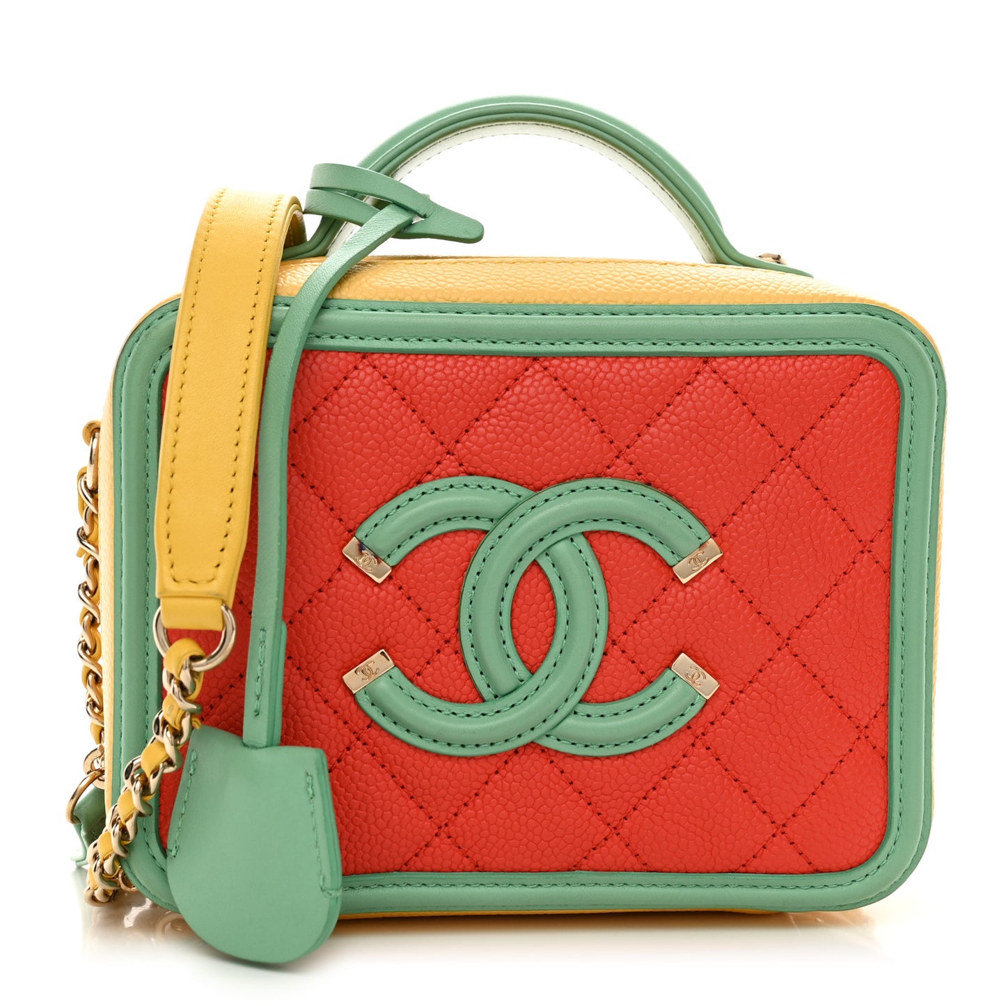 Caviar Quilted Small CC Filigree Vanity Case Multicolor