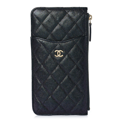 Chanel Iridescent Caviar Quilted Classic Flat Wallet Pouch Black 1 of 10