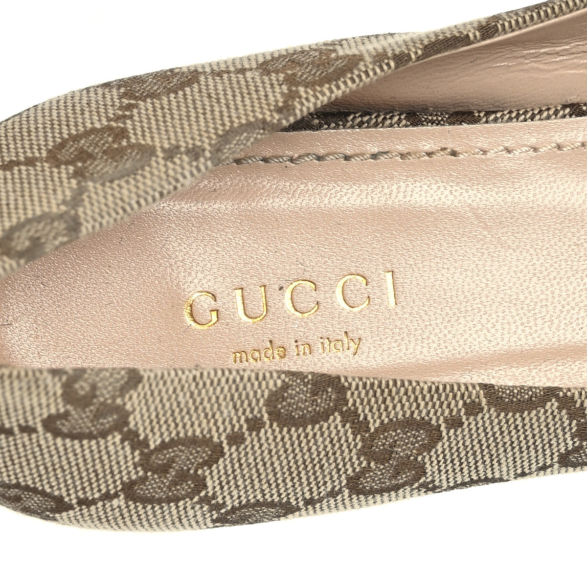 Gucci Monogram Horsebit Womens Werin Ballet Flat 36.5 Beige Ebony Cocoa 7 of 10