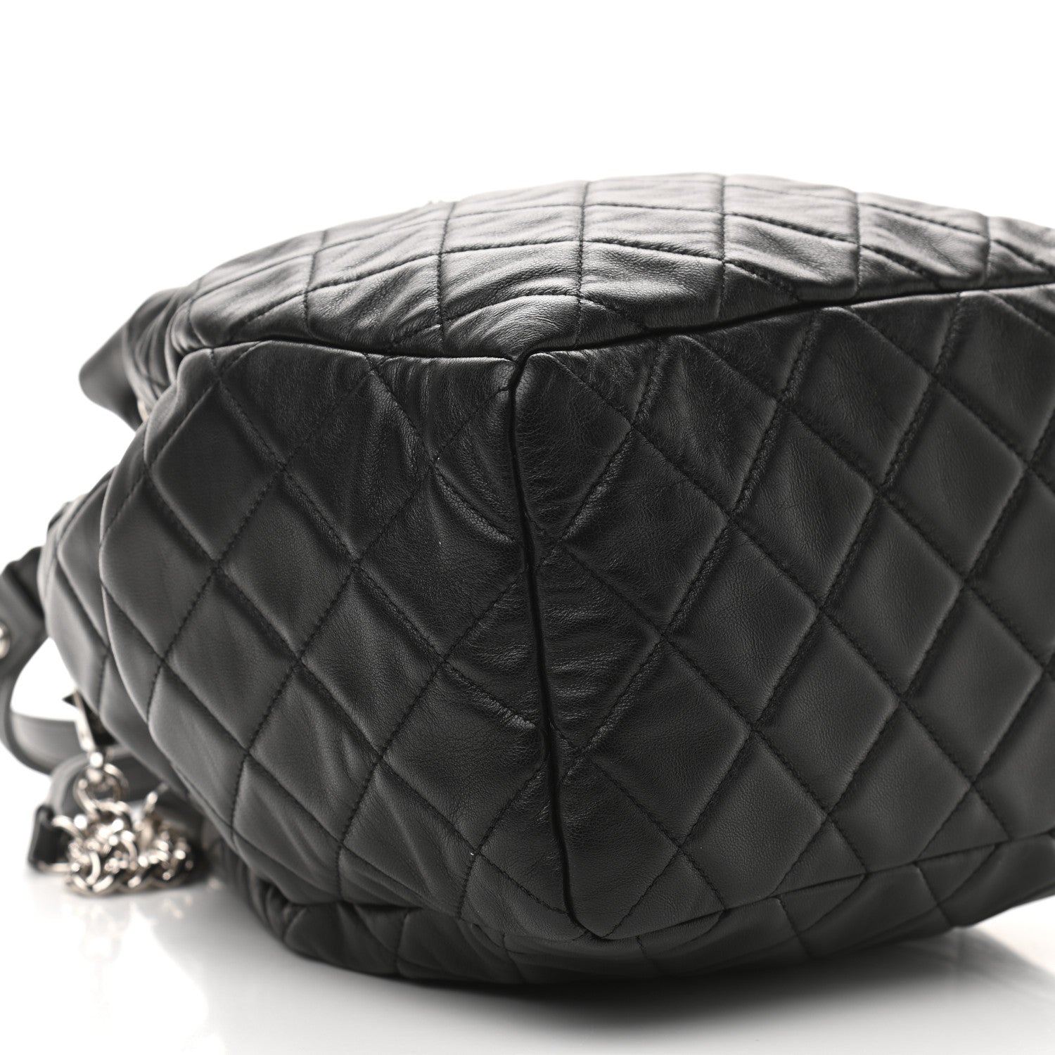 Chanel Lambskin Quilted CC Chain Drawstring Tote Black 5 of 10