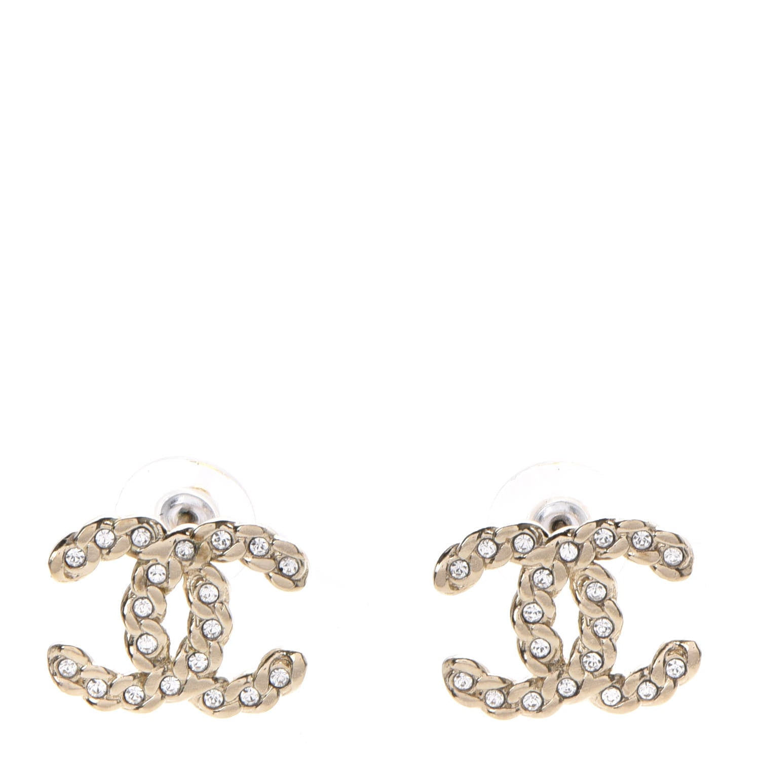 Chanel Crystal Pearls Coronation CC Earrings Gold 1 of 5