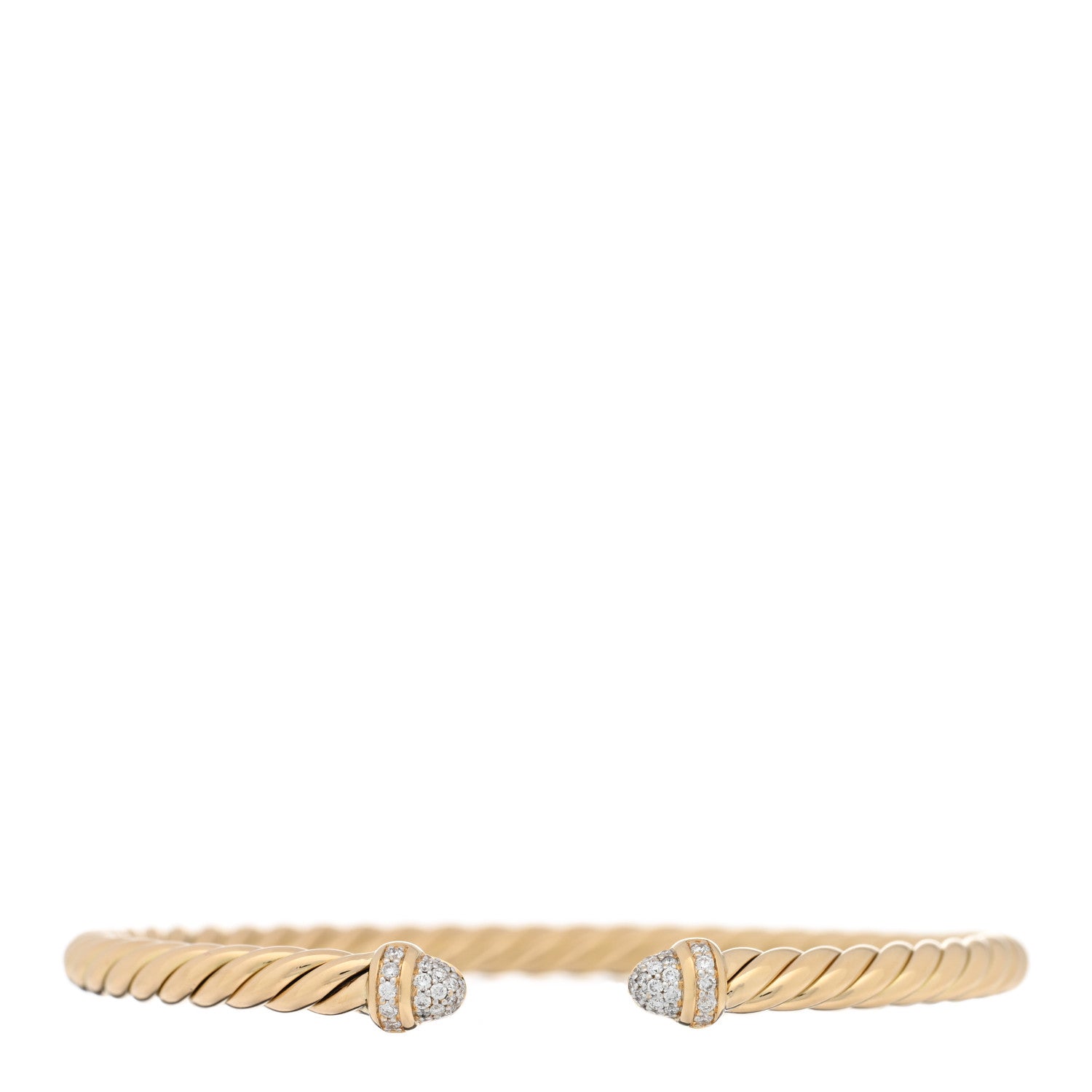 David Yurman 18K Yellow Gold Diamond 4mm Cablespira Bracelet 1 of 4