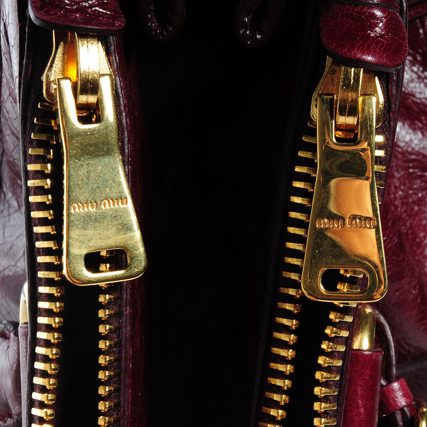 Miu Miu Vitello Shine Double Zip Tote Amaranth 10 of 10