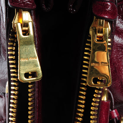 Miu Miu Vitello Shine Double Zip Tote Amaranth 10 of 10