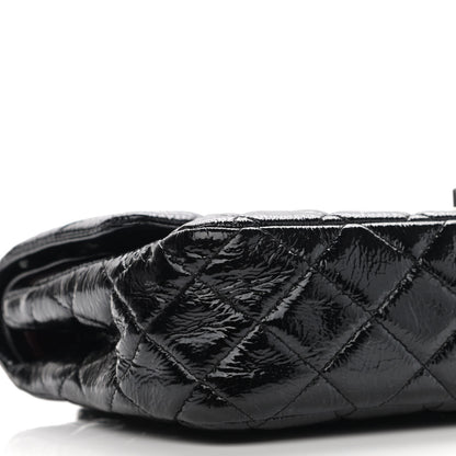 Chanel Distressed Patent Quilted Medium Double Flap Black 9 of 10
