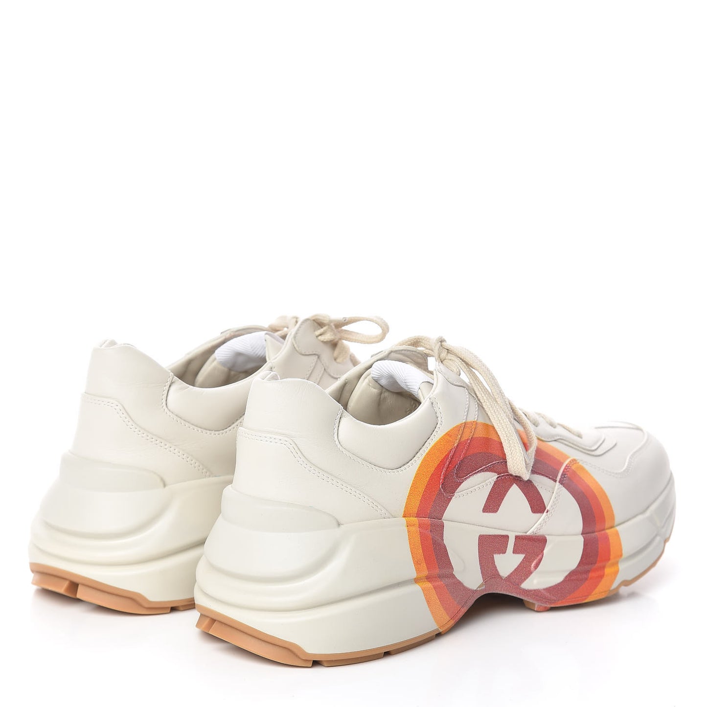 Calfskin Interlocking G Heart Rhyton Sneakers 40 Mystic White