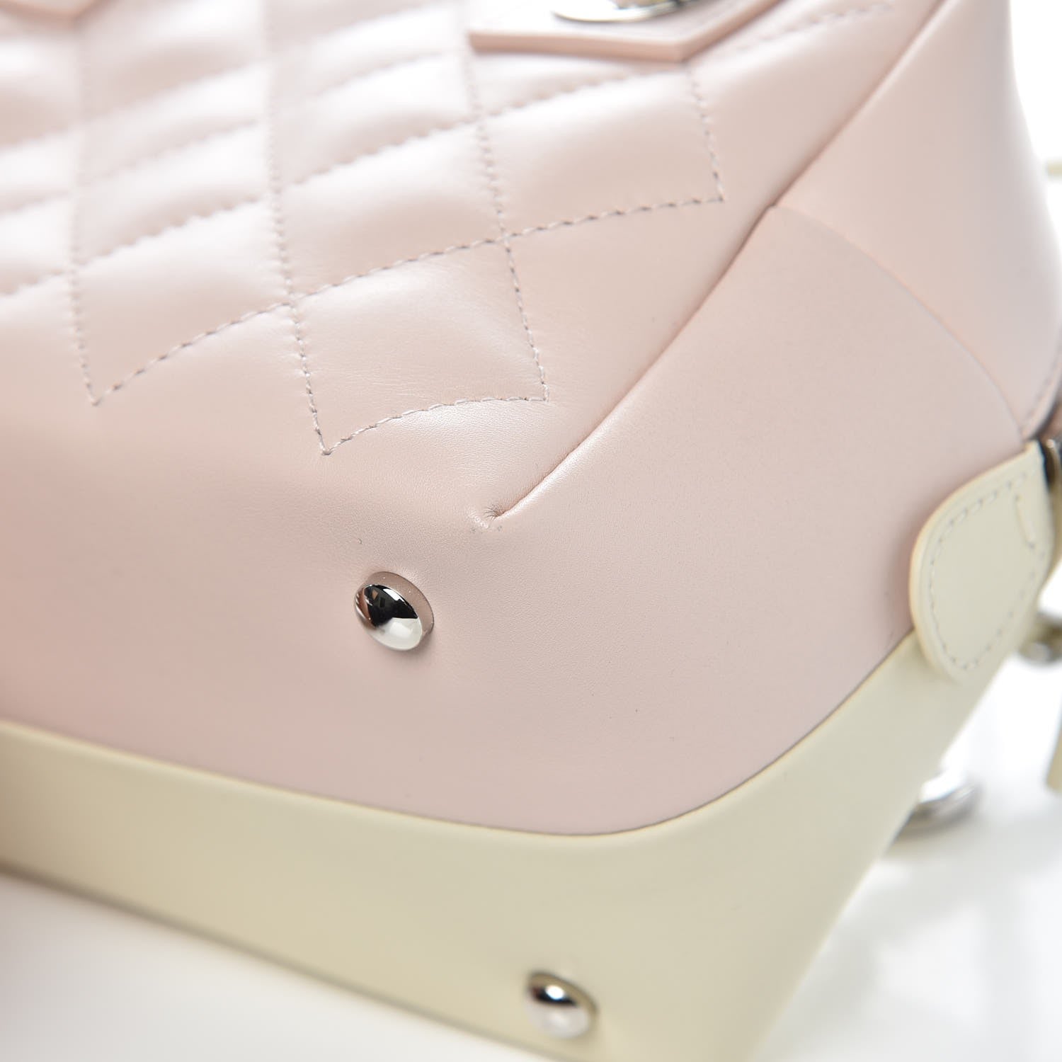 Chanel Calfskin Quilted Feather Weight Bowling Bag Ivory Light Pink 9 of 11