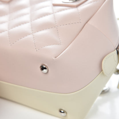 Chanel Calfskin Quilted Feather Weight Bowling Bag Ivory Light Pink 9 of 11