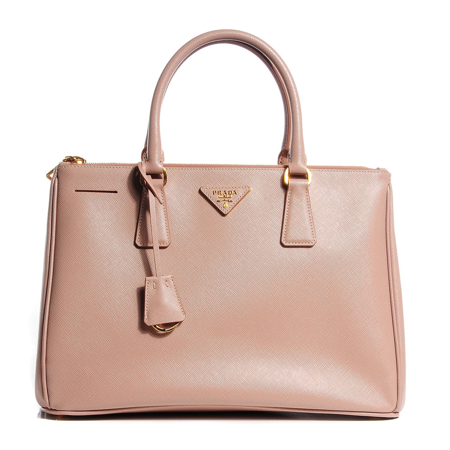 Saffiano Lux Medium Double Zip Tote Cammeo