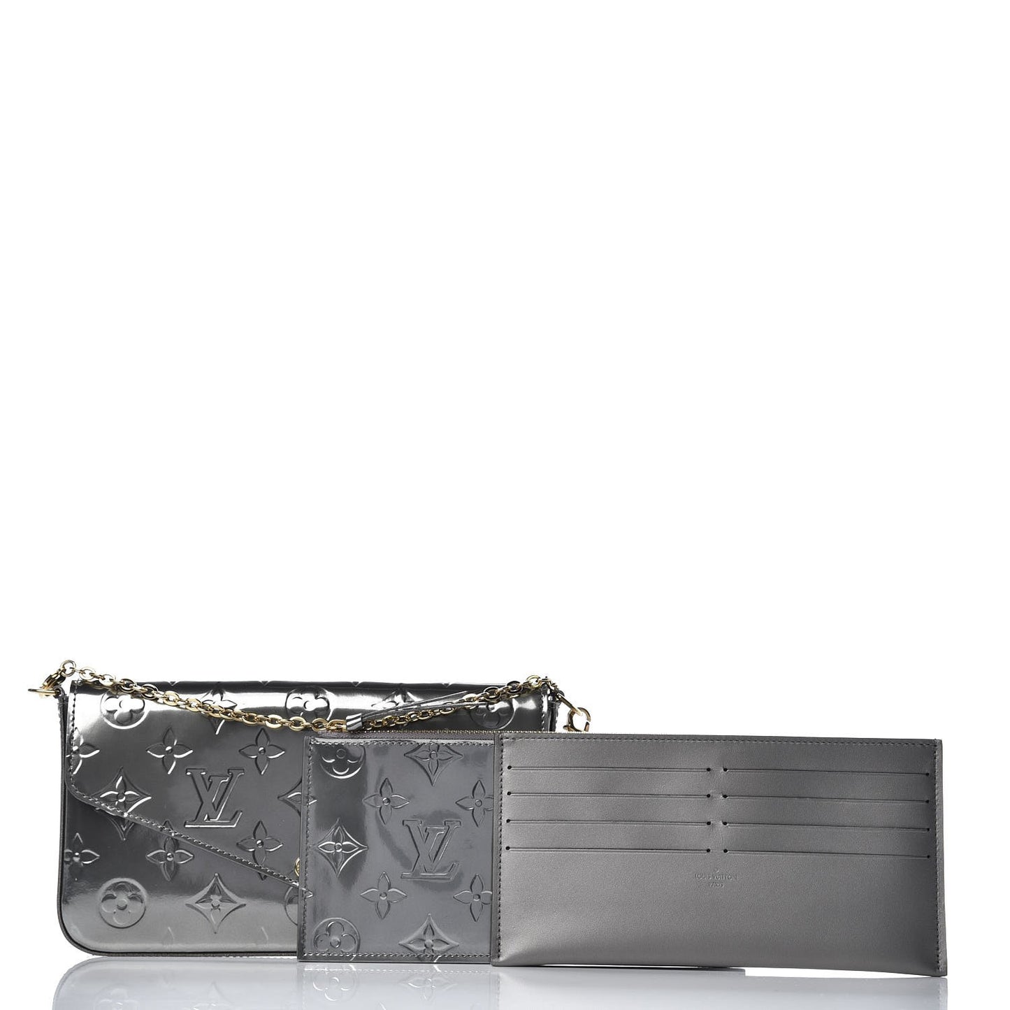 Vernis Felicie Pochette Chain Wallet Gris Metal