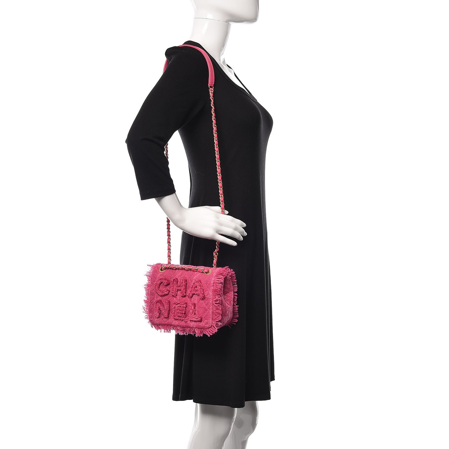 Wool Tweed Giant Logo Flap Bag Pink