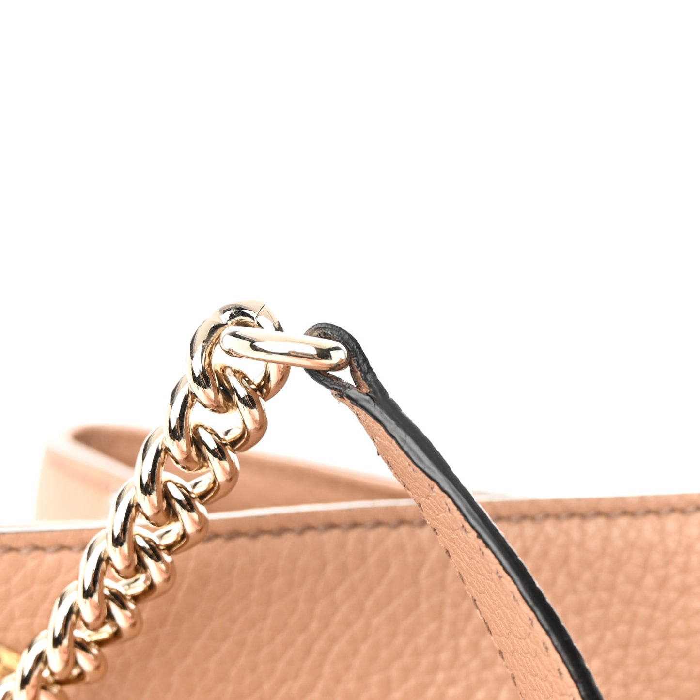 Pebbled Calfskin Medium Soho Chain Shoulder Bag Camelia