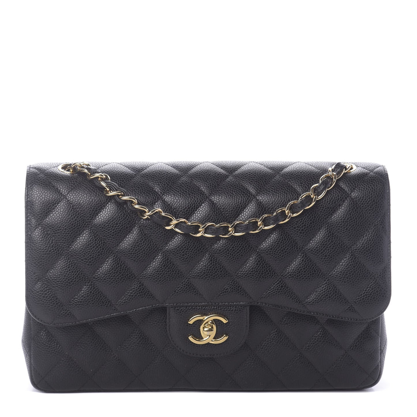 Caviar Quilted Jumbo Double Flap Black