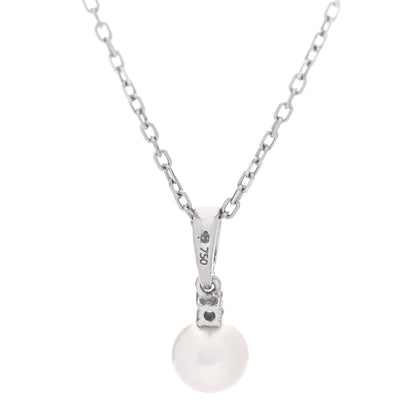 Mikimoto 18K White Gold Diamond Akoya Pearl 6mm Drop Pendant Necklace 6 of 7