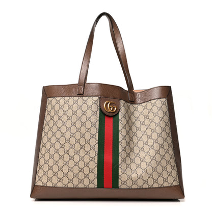 Gucci GG Supreme Monogram Web Ophidia Tote Brown 3 of 14