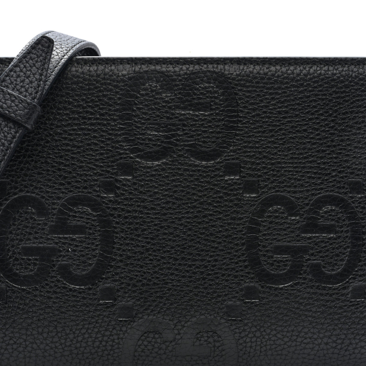 Monogram Jumbo GG Textured Dollar Calfskin Crossbody Bag Black